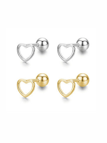 Boucles d'oreilles minimalistes en forme de cœur creux en argent sterling 925