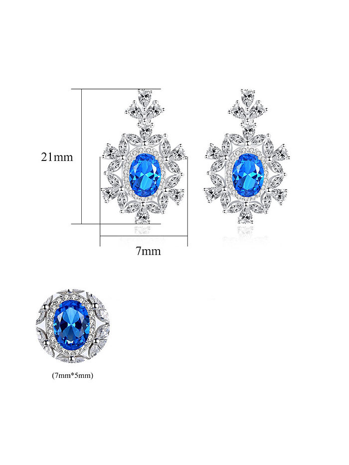 925 Sterling Silver With Cubic Zirconia Luxury Flower Cluster Earrings