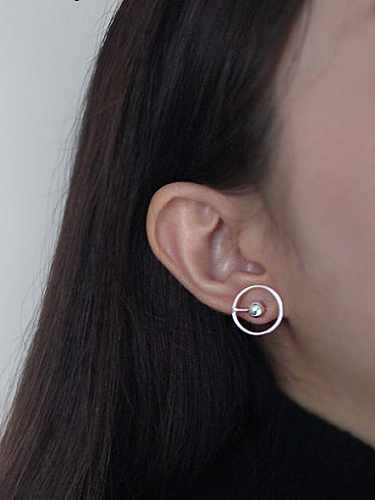 925 Sterling Silver Bead Round Minimalist Stud Earring