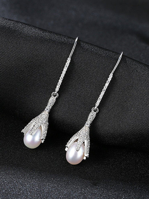 Joyas de boutique de plata esterlina Aretes de perlas naturales