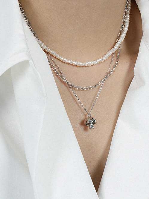 925 Sterling Silber minimalistische Pilz-Anhänger-Halskette