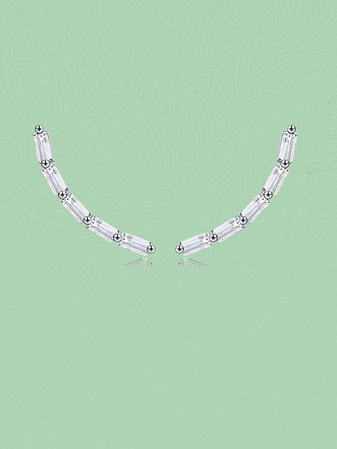 925 Sterling Silver Cubic Zirconia Geometric Classic Stud Earring