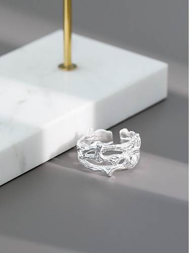 925 Sterling Silver Hollow Irregular Vintage Band Ring