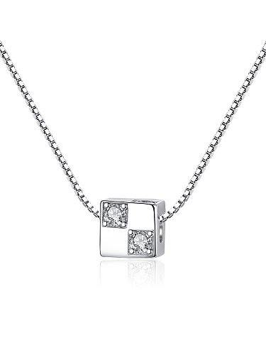 925 Sterling Silver With Cubic Zirconia Simplistic Grinding Necklaces