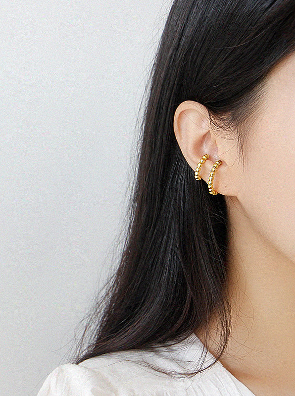 Boucles d'oreilles en argent sterling 925 avec clip rond simpliste plaqué or