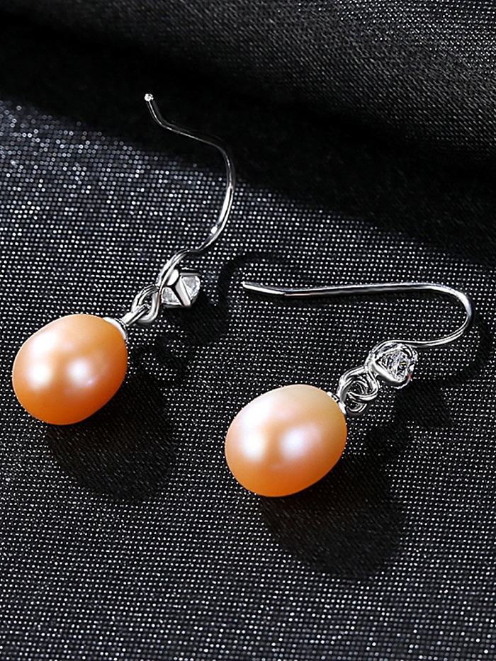 Sterling Silver with 3A zircon natural pearl earrings
