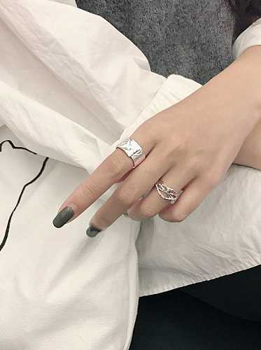 925 Sterling Silver With Gold Plated Simplistic Hollow Irregular Free Size Rings
