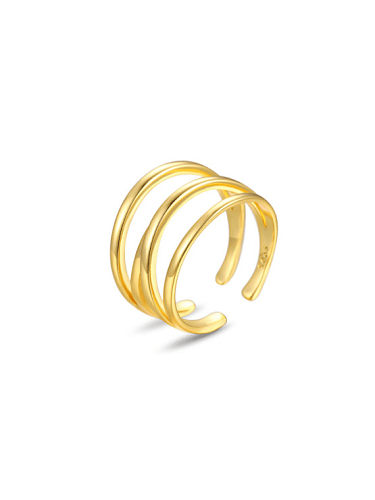 Plata de ley 925 con anillos de apilamiento redondos suaves y simplistas chapados en oro