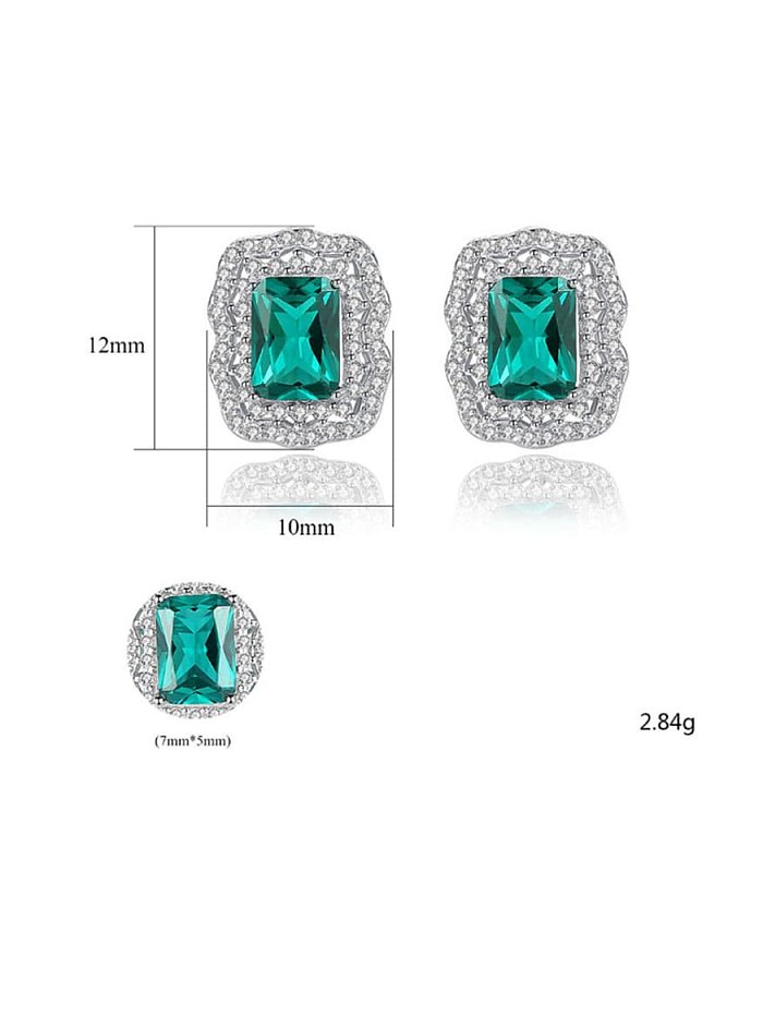 925 Sterling Silver Classic Square Cubic Zirconia Stud Earring