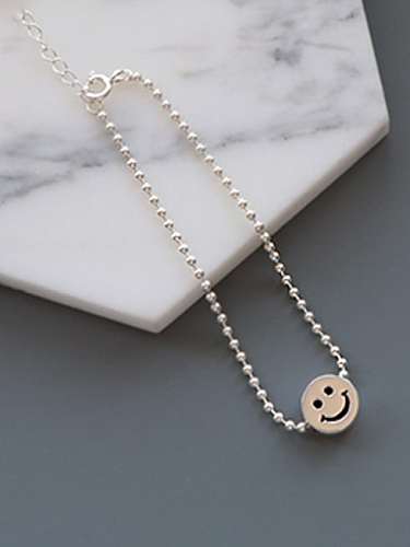 925 Sterling Silver Face Smiley Beaded Bracelet