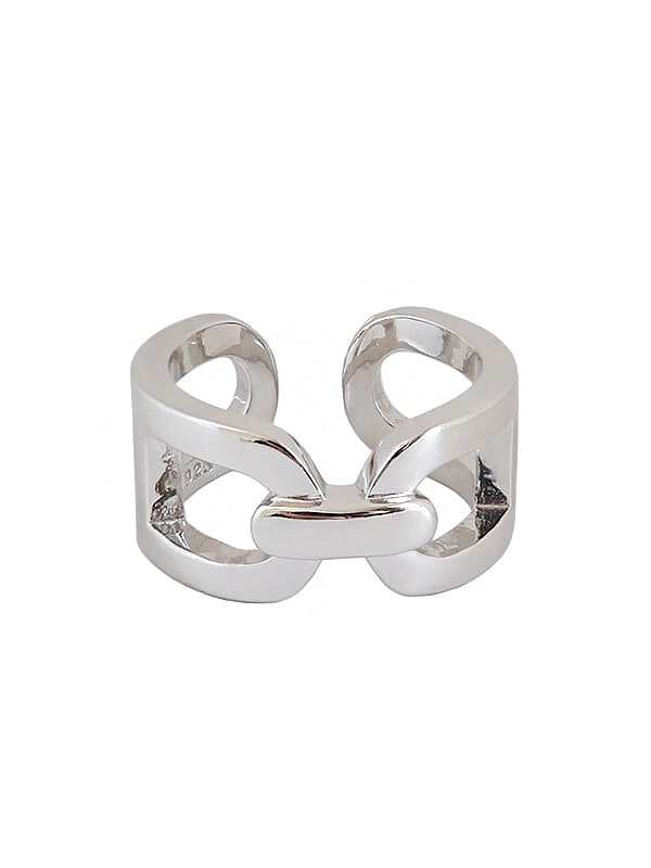 Anel geométrico oco de prata esterlina 925 minimalista tamanho livre