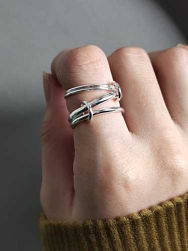 925 Sterling Silver Irregular Minimalist Multi Circle Stackable Ring