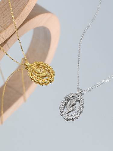 925 Sterling Silver Flower Vintage pendant Necklace