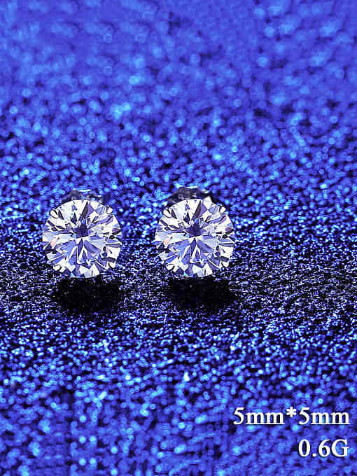 925 Sterling Silver Moissanite Round Minimalist Stud Earring