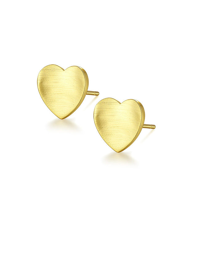 925 Sterling Silver With Smooth Simplistic Heart Stud Earrings