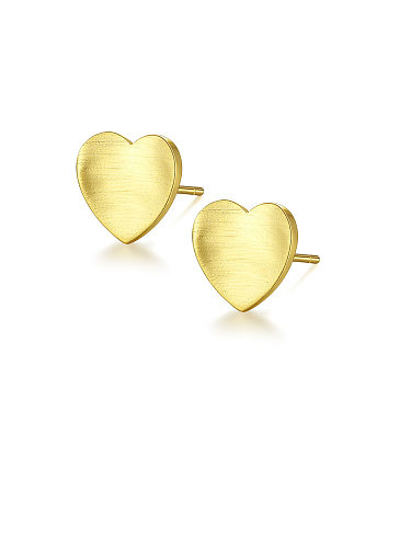 925 Sterling Silver With Smooth Simplistic Heart Stud Earrings