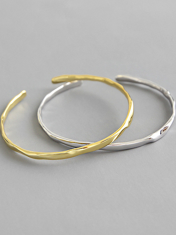 Argent sterling 925 avec bracelets ronds simplistes convexes-concaves