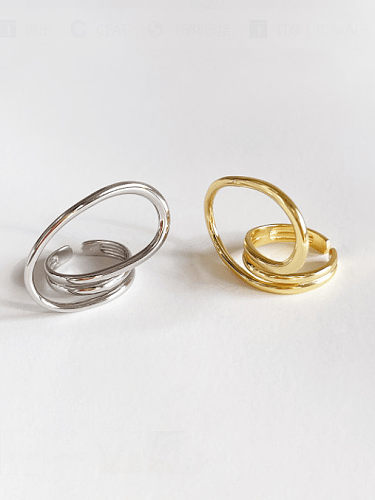 Sterling Silber Gold Mehrdimensionaler, verdrehter, geometrischer Ring in freier Größe