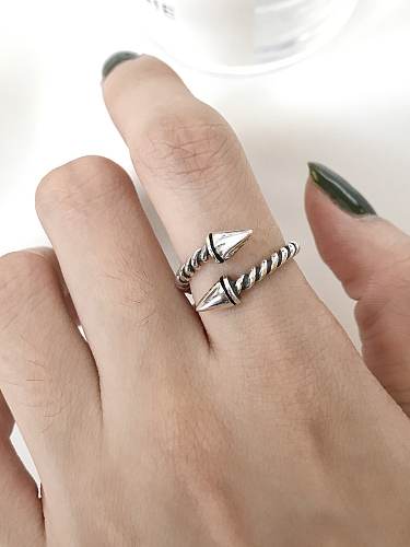 925 Sterling Silver Vintage Tapered Retro Open Midi Ring