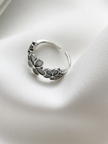 925 Sterling Silver Little Flower Retro Free Size Ring