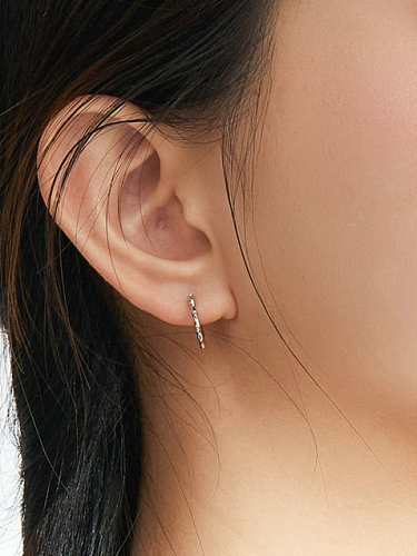 925 Sterling Silver With White Gold Plated Minimalist Geometric Hoop Earrings