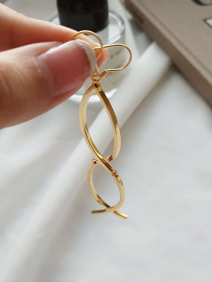 925 Sterling Silver minimalist gold curve Tassel Earrings