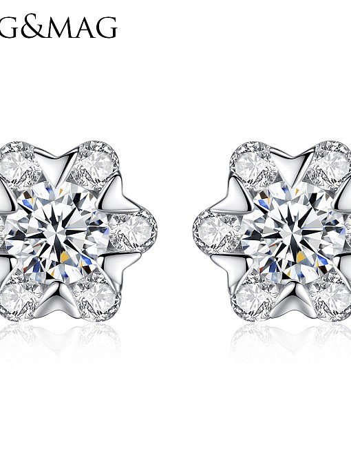 Sterling silver fashion shine zircon flower earrings