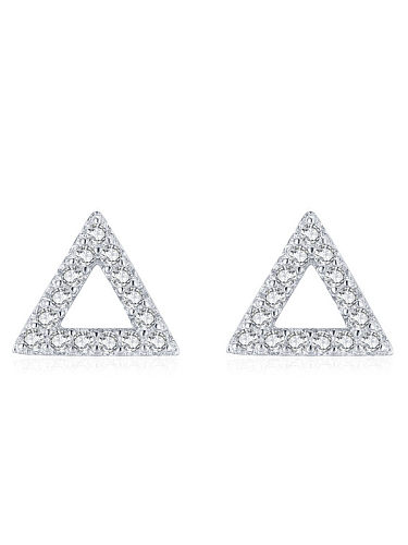 Brinco clássico de prata esterlina zircônia triângulo triângulo