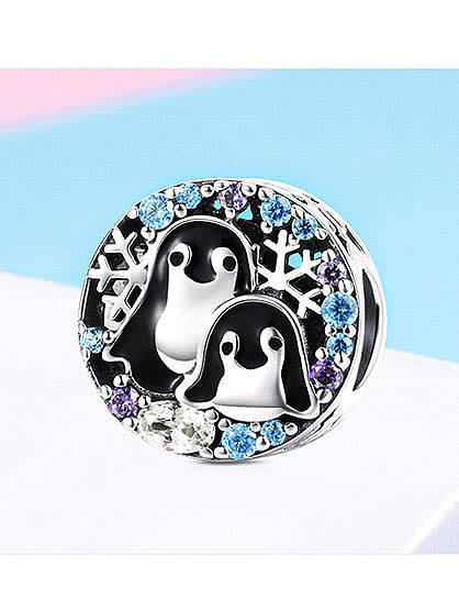 925 silver cute penguin charms
