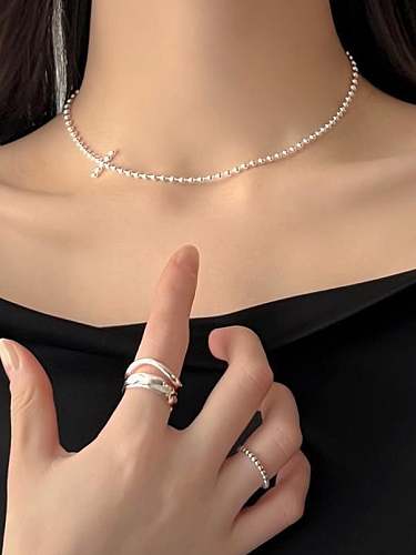 925 Sterling Silver Minimalist Beaded Necklace