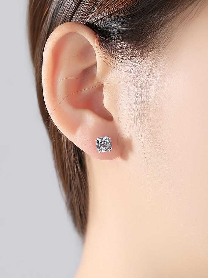 Boucles d'oreilles en argent sterling 925 avec zircone cubique géométrique minimaliste