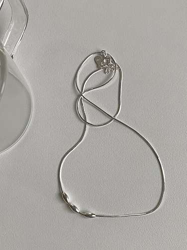 925 Sterling Silber minimalistische olivgrüne Perle Schlangenknochenkette Halskette