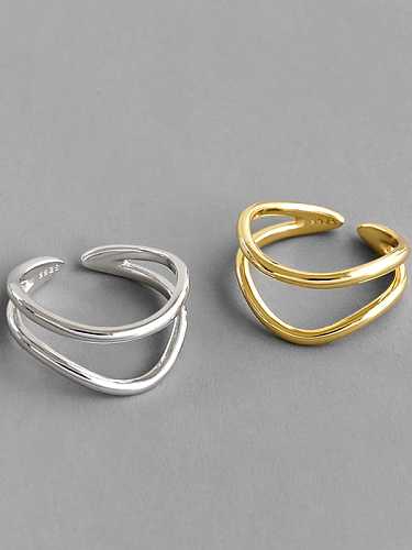 Minimalistischer Ring aus 925er Sterlingsilber mit glatter Doppellinie und freier Größe
