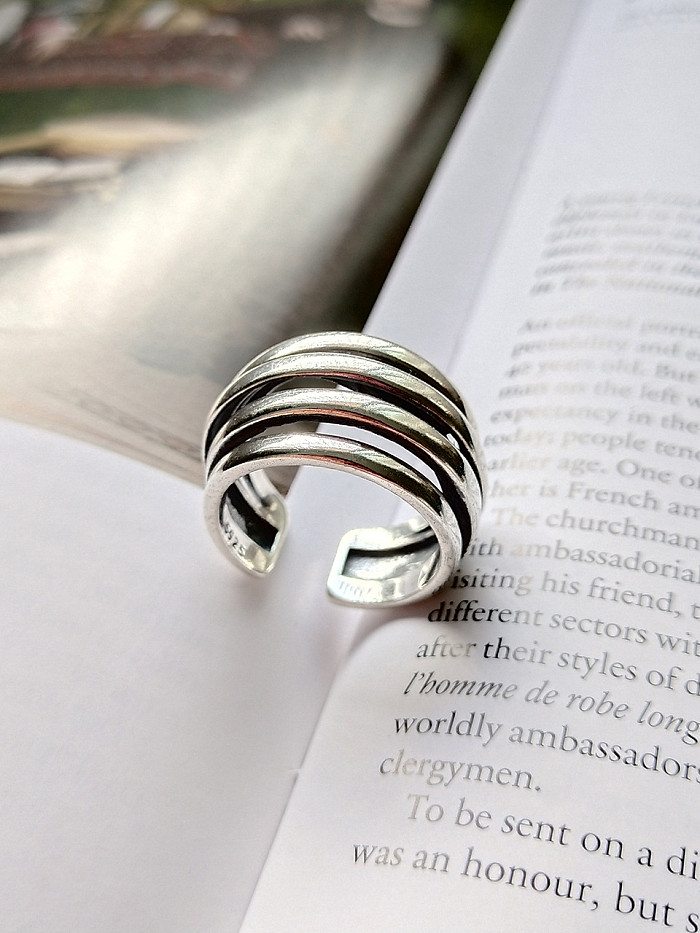 Pure silver retro neutral free size ring