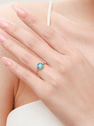 925 Sterling Silver Turquoise Geometric Vintage Band Ring