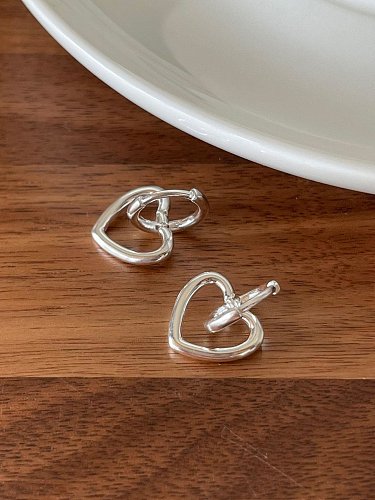 925 Sterling Silver Heart Minimalist Stud Earring