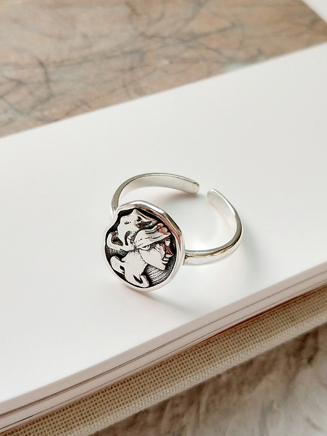 Sterling Silver Antique portrait ring