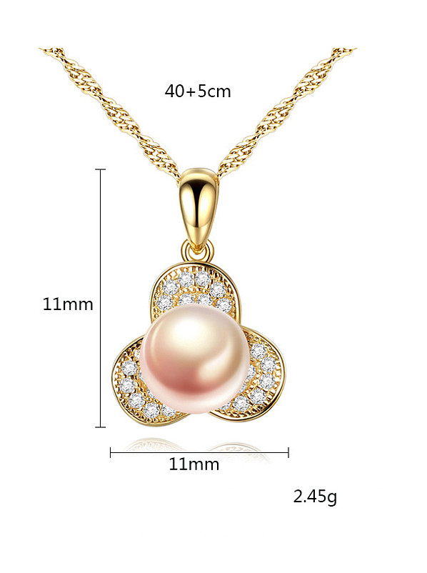 Sterling silver plated 18K-gold 7-7.5mm natural pearl necklace
