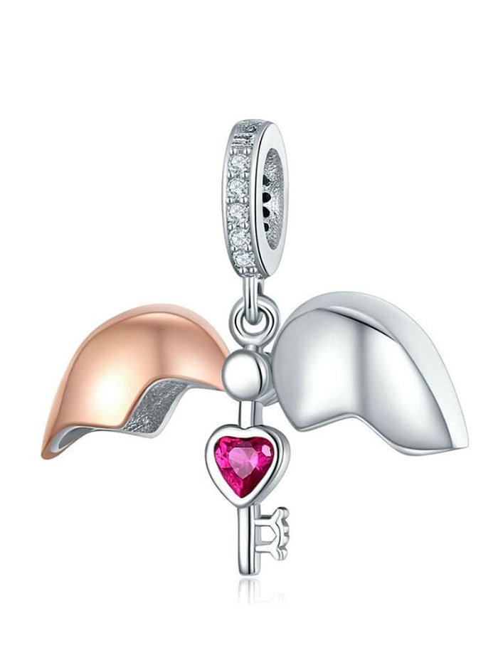 925 silver artificial zircon heart-shaped charms