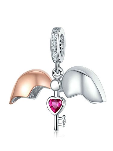 925 silver artificial zircon heart-shaped charms
