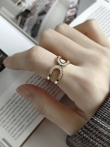 925 Sterling Silver With Gold Plated Simplistic Irregular Midi Rings