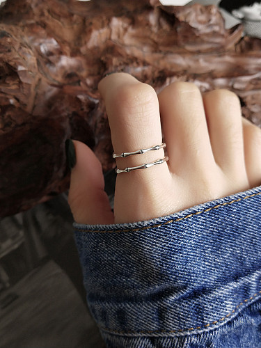 925 Sterling Silver With Platinum Plated Simplistic Bamboo Rings