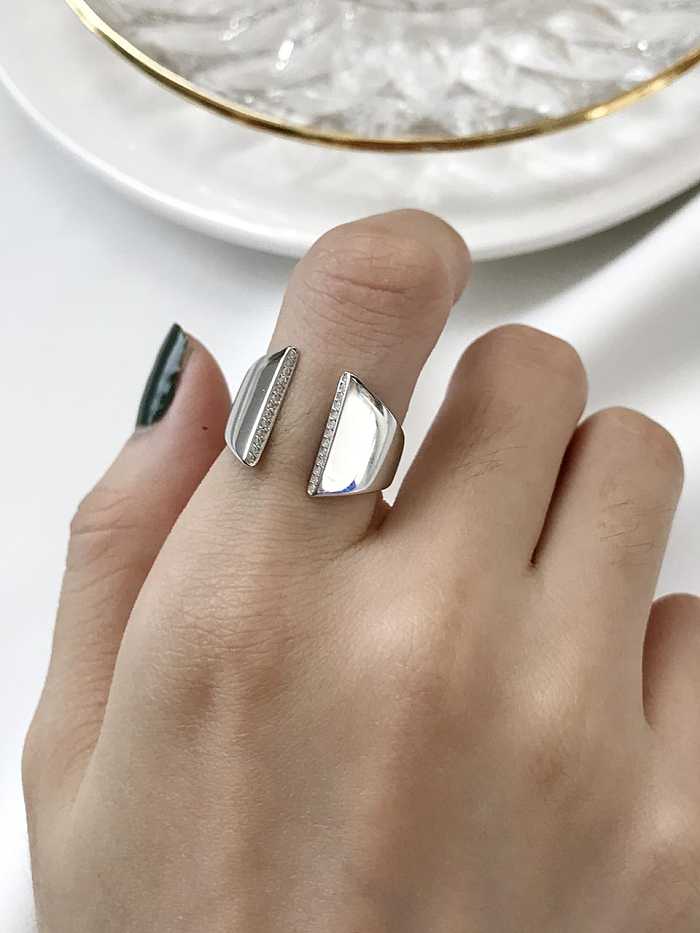 925 Sterling Silver with Rhinestone Trend Spoon Ring