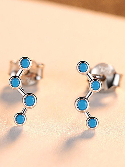 925 Sterling Silver With Enamel Personality Irregular Stud Earrings