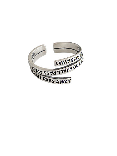 Plata de ley 925 con anillos de tamaño libre multicapa con monograma vintage chapado en platino