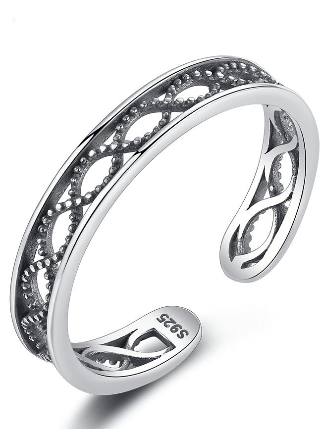 925 Sterling Silver blacking process vintage water ripple Band Ring