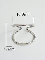 Simple Two-band Smooth Silver Opening Ring