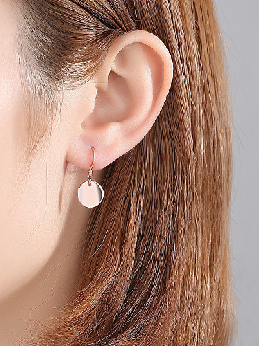 925 Sterling Silver With Glossy Simplistic Round Hook Earrings