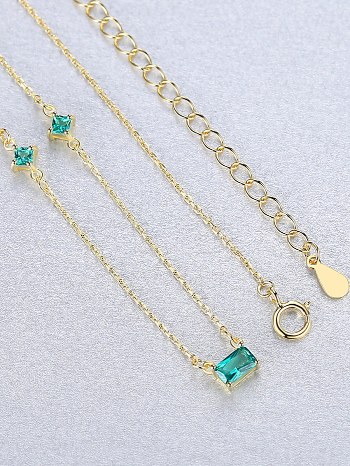 925 Sterling Silver With Gold Plated Simplistic Geometric Necklaces