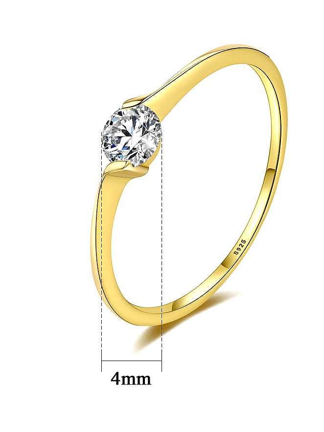 925 Sterling Silver Rhinestone Geometric Minimalist Band Ring